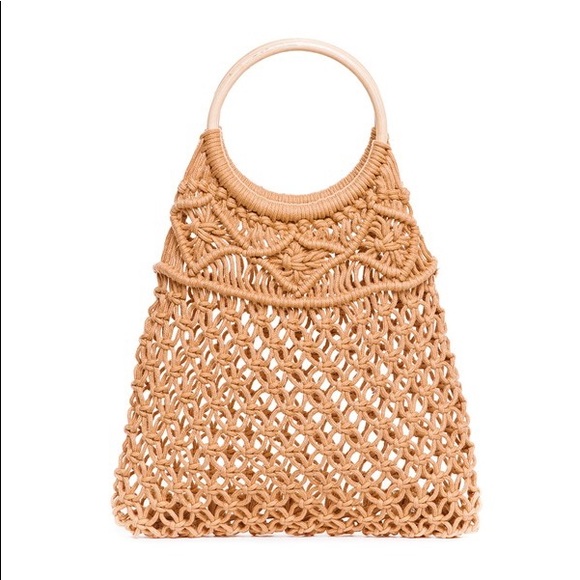 Camel Boho Macrame Woven Bag - Picture 3 of 5